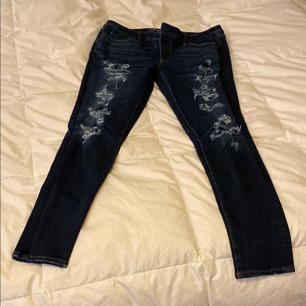 Distressed Dark Blue Skinny Jeans
